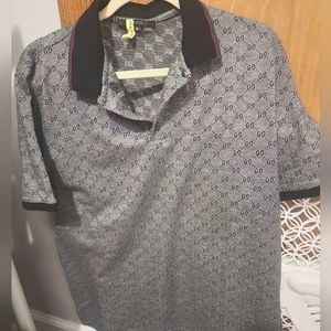 Mens gucci monogram short sleeve polo